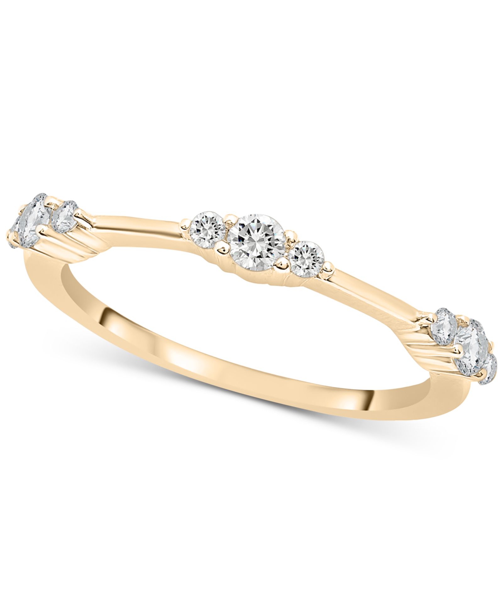 Кольцо-band Diamond Tri-Cluster Narrow Stack в 10k Gold
