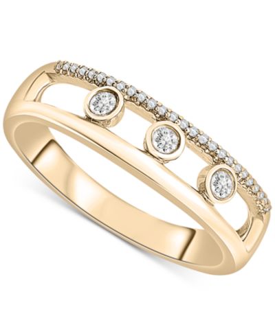 Кольцо Wrapped Diamond Tri-Bezel Openwork (1/6 ct. t.w.) в 10k Gold