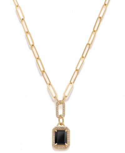 Подвеска-цепочка Citrine (2-1/5 ct. t.w.) & White Topaz (5/8 ct. t.w.) в оправе Paperclip Link 18" из позолоченного стерлингового серебра