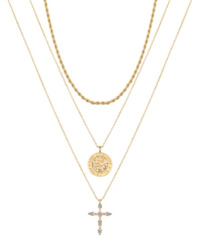 Подвеска Unwritten Cubic Zirconia Saint Christopher Cross Layered Pendant Necklace Set