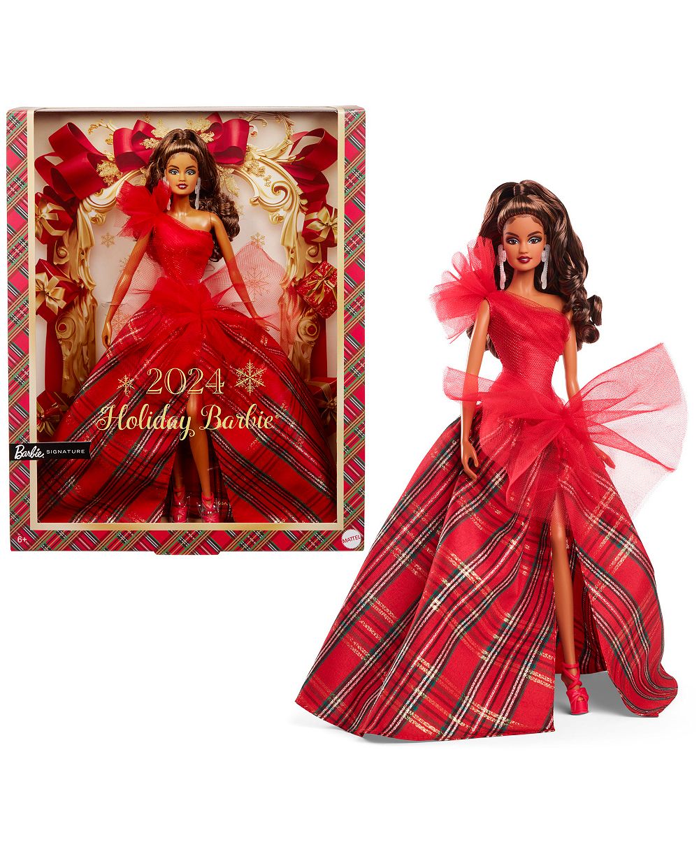 Barbie коллекционная кукла Barbie Holiday 2024, светлые волосы, платье в клетку