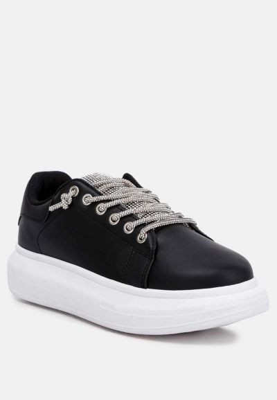 London Rag Womens Jaxen Rhinestones Lace Up Sneakers