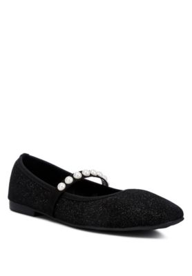 London Rag Women's Sassie Pearl Embellished Ballerina Flats