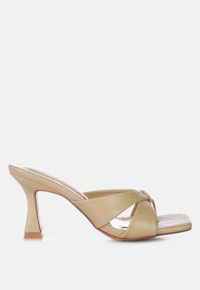 London Rag Womens Highflip Criss Cross Spool Heel Sandals