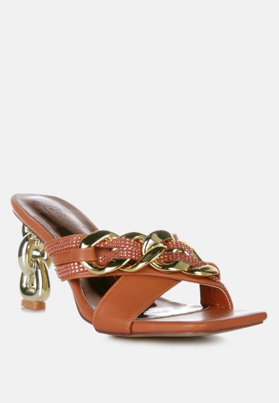 Сандалии London Rag Womens Evelane Metallic Chain Rhinestone