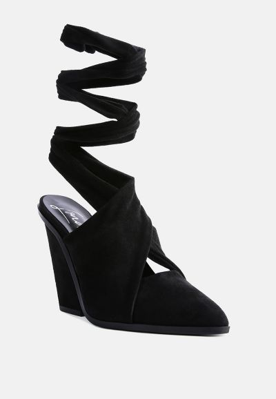 London Rag Womens Mama Fav Lace Up Block Heel Mules