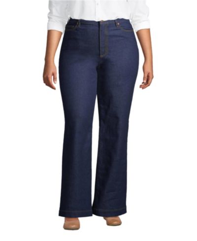 Lands' End Women's Recover High Rise Wide Leg Blue Jeans