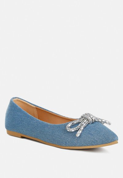 London Rag Women's Ellerby Embellished Bow Detail Ballet Flats