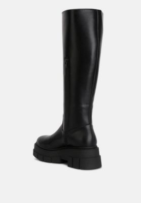 London Rag Women's Blume Faux Leather Chunky Platform Knee Length Boots