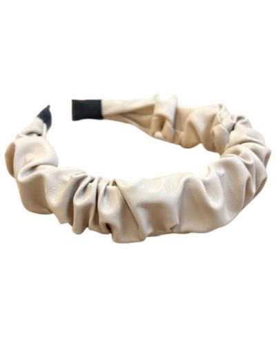 Scrunch Headband - Faux Leather Beige