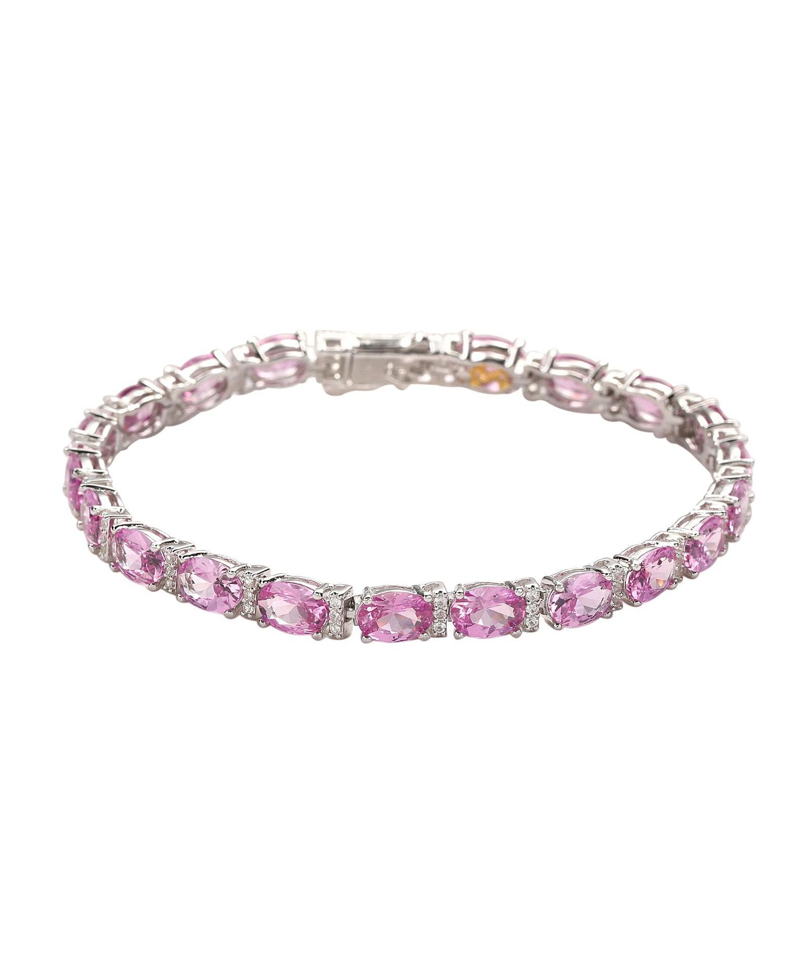 Suzy Levian Sterling Silver Sapphire & Created White Sapphire Oval-cut Tennis Bracelet