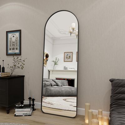 Зеркало Homlux в полный рост, арочное, с черной алюминиевой рамой