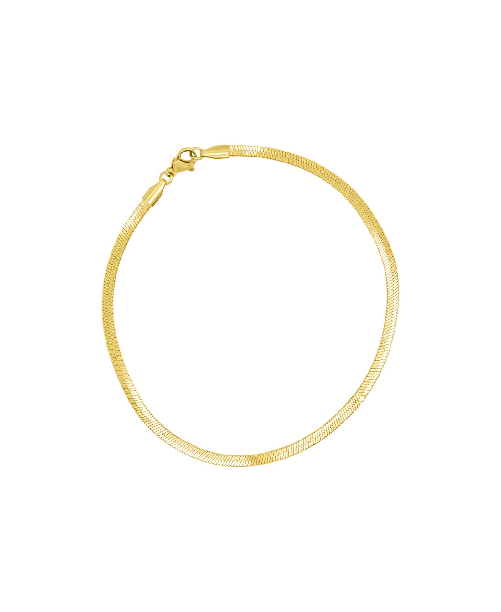 ADORNIA Gold Tarnish Resistant Adjustable 9-11" Thin Herringbone Chain Anklet