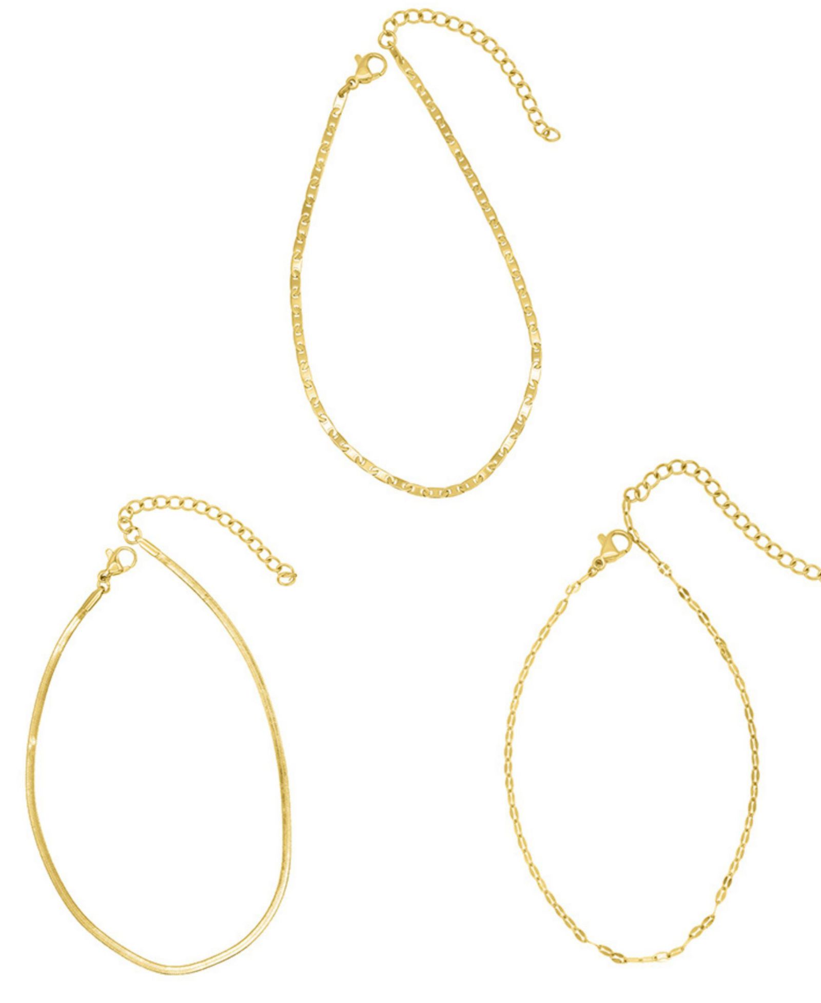 Набор браслетов на ногу ADORNIA Gold Tarnish Resistant Adjustable 9-11" Herringbone, Valentina and Mariner