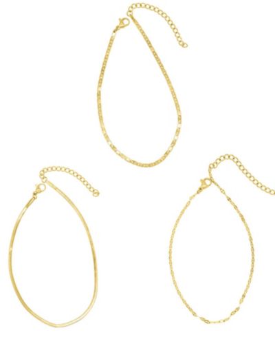 Набор браслетов на ногу ADORNIA Gold Tarnish Resistant Adjustable 9-11" Herringbone, Valentina and Mariner