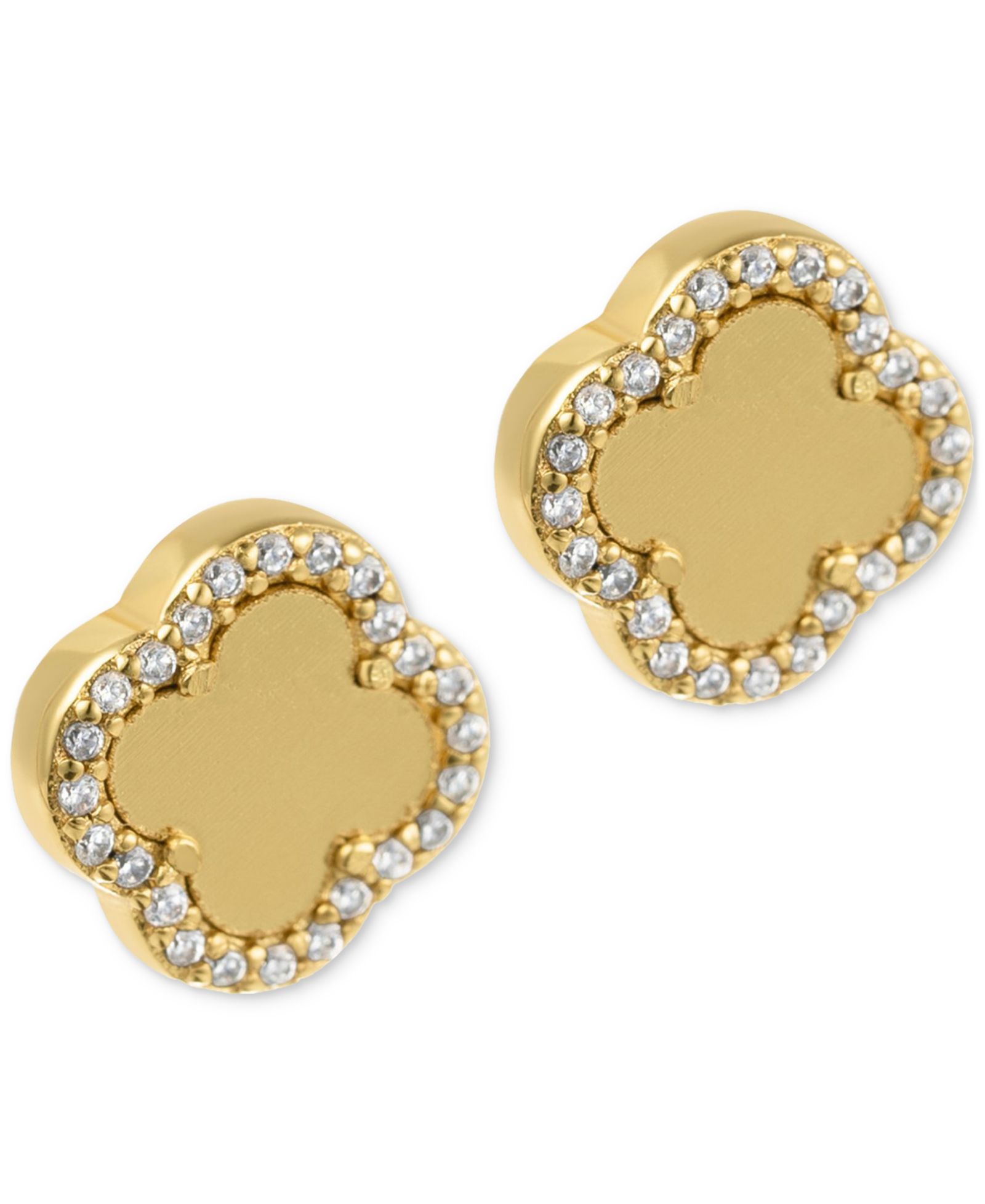 ADORNIA серьги Clover с матовым центром и кристаллами Gold Crystal Halo