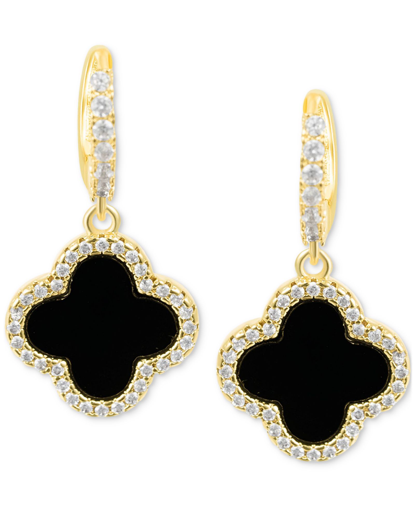 Серьги ADORNIA Gold Crystal Halo Colored Clover Dangle Huggie