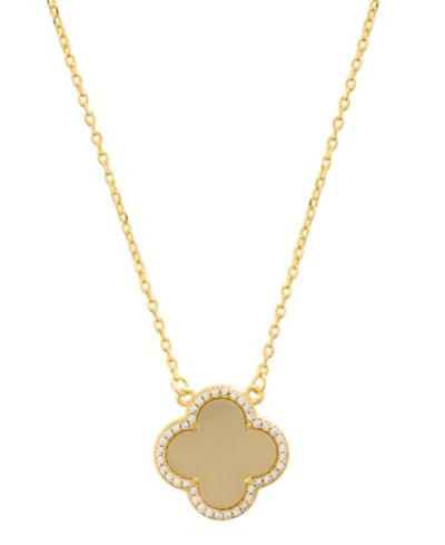 ADORNIA Gold Crystal Halo Matte Center Clover Necklace