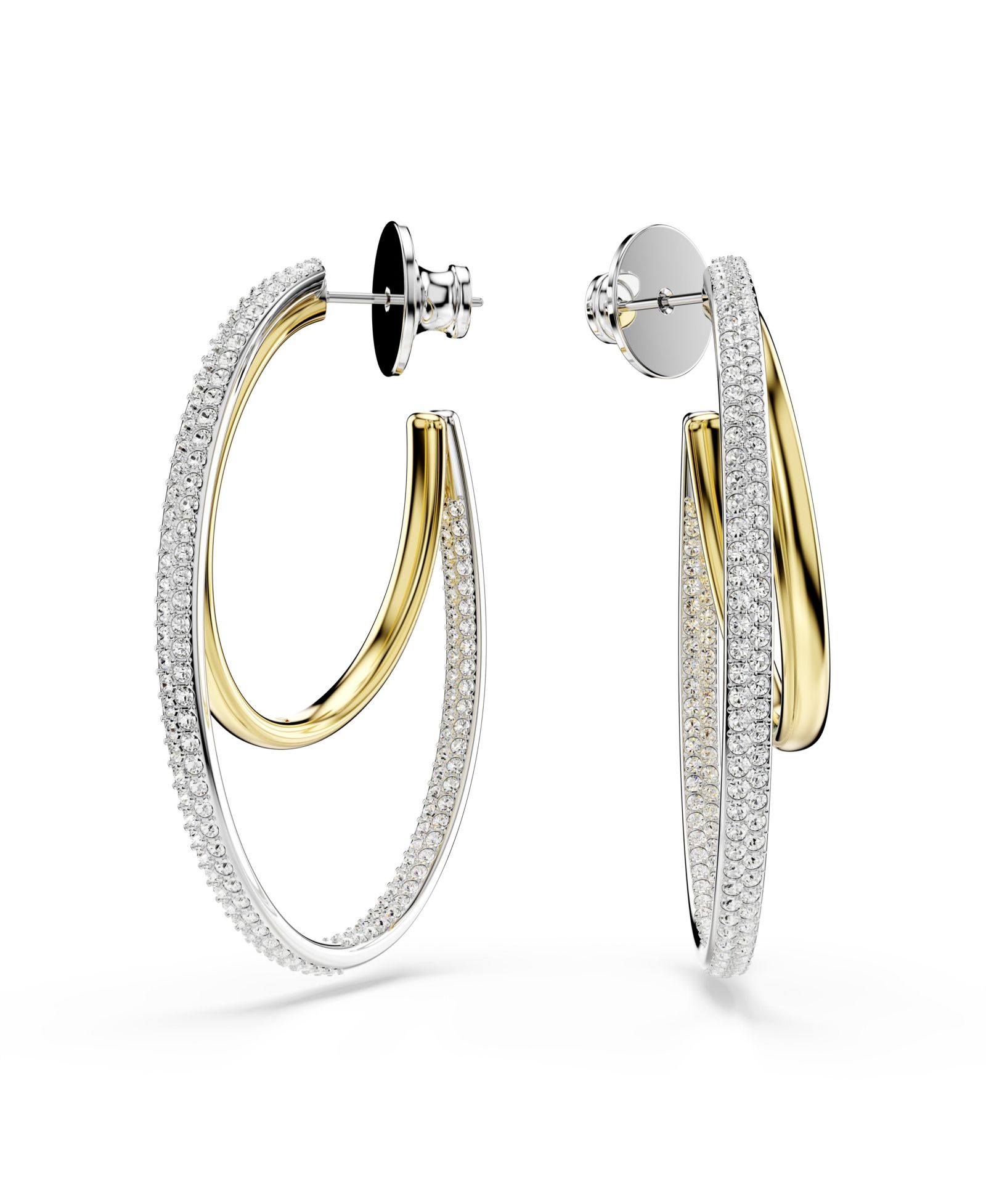 Серьги-кольца Swarovski Round Cut Mixed Metal Finish Hyperbola