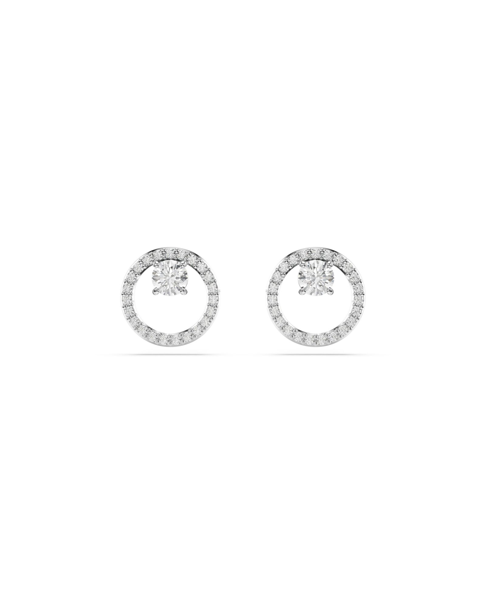 Серьги-гвоздики Swarovski Constella, белые, круглые