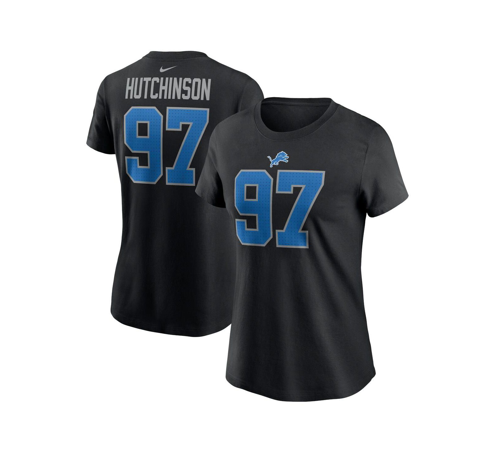 Nike Women's Aidan Hutchinson Black Detroit Lions Player Name & Number T-Shirt