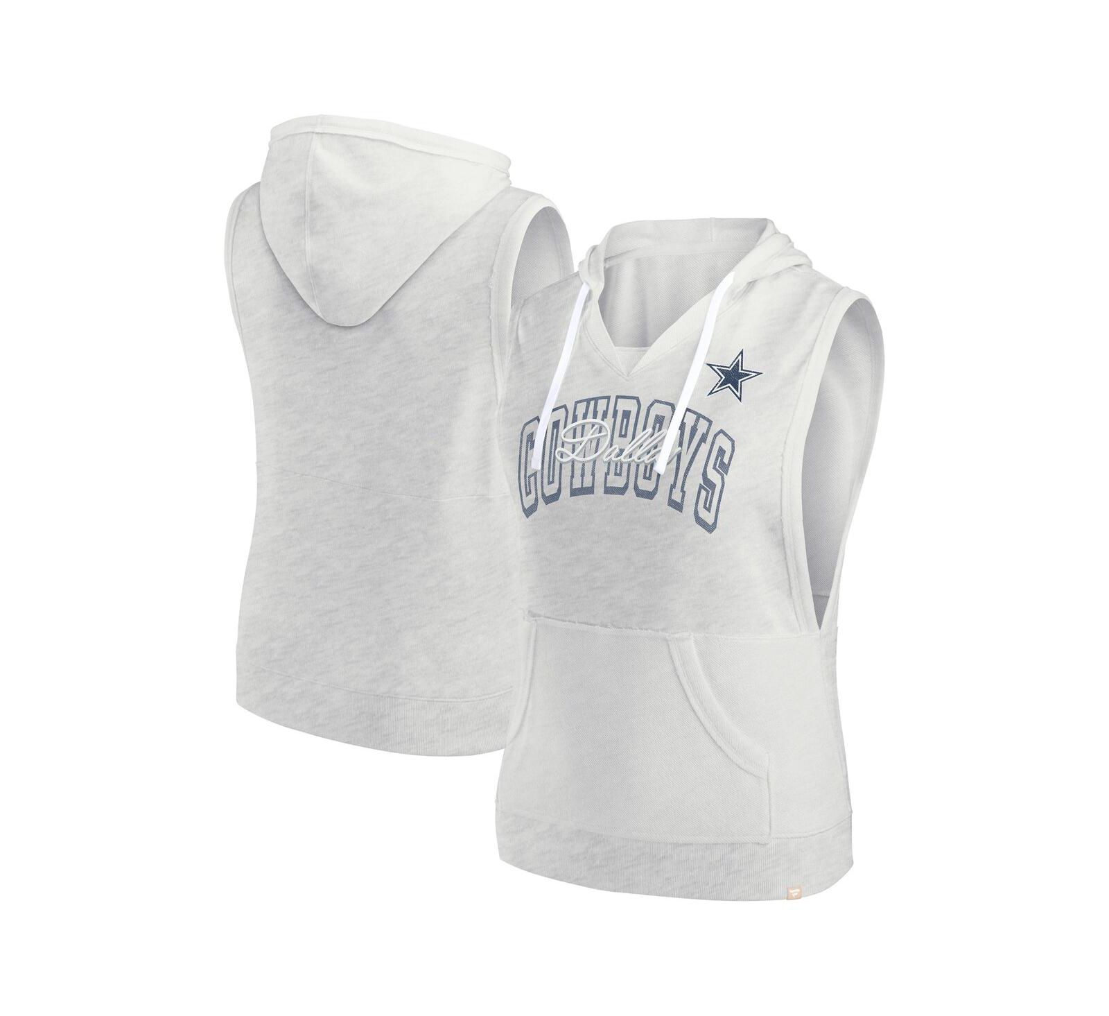 Женское худи без рукавов Fanatics Dallas Cowboys Lounge Script, овсяный цвет