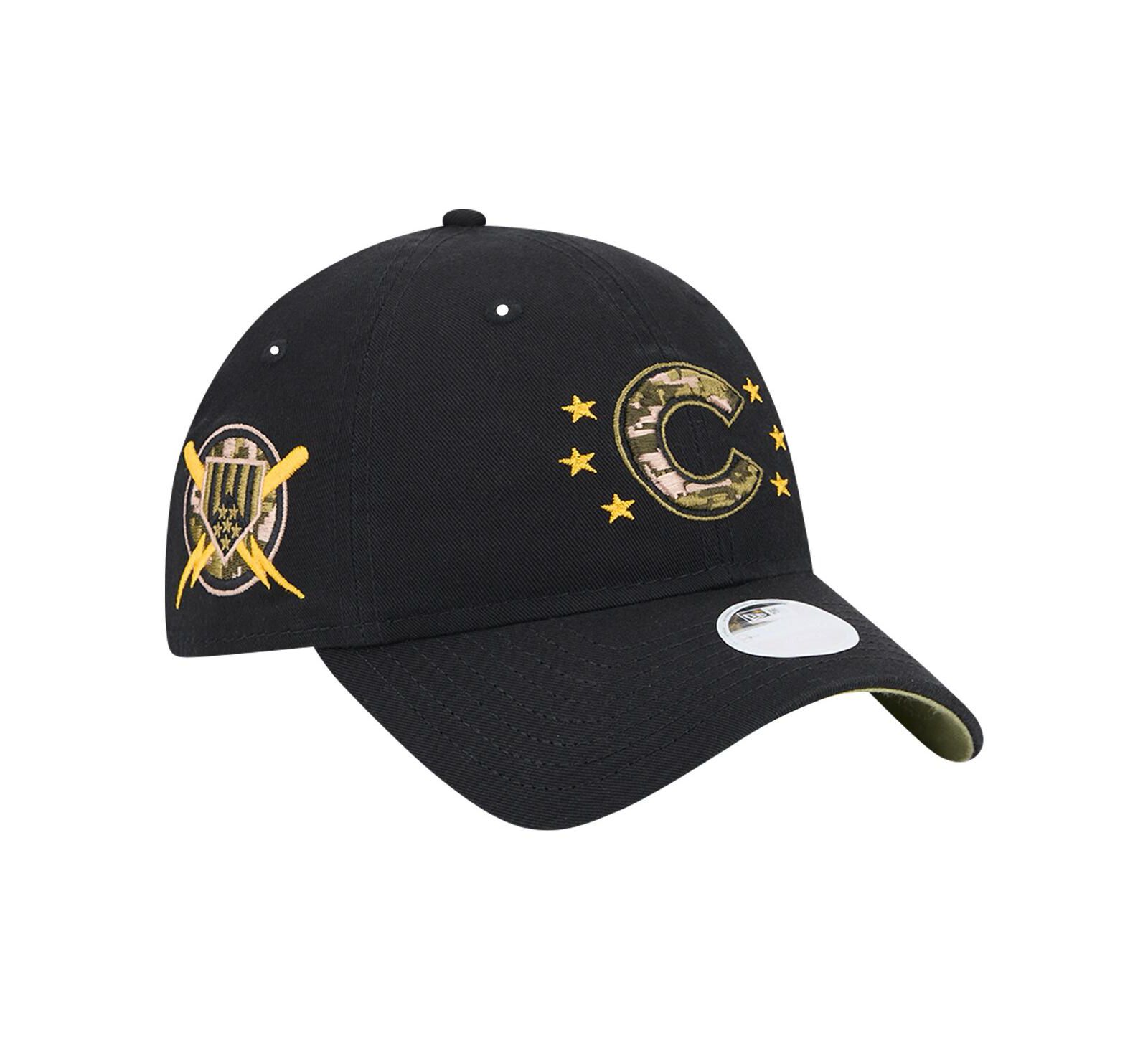 Женская регулируемая кепка New Era Black Chicago Cubs 2024-Armed Forces Day 9TWENTY
