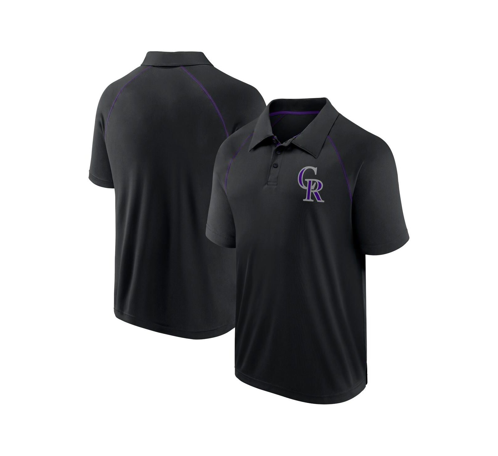 Fanatics Men's Black Colorado Rockies Strong Alone Raglan Polo