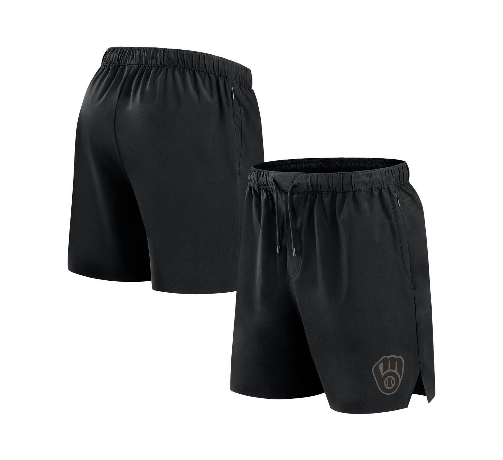 Fanatics Signature Men's Black Milwaukee Brewers Front Office Woven Shorts
