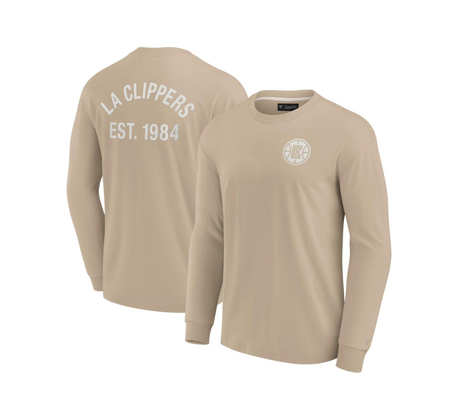Fanatics Signature Men's and Women's Khaki LA Clippers Elements Super Soft Long Sleeve T-Shirt
