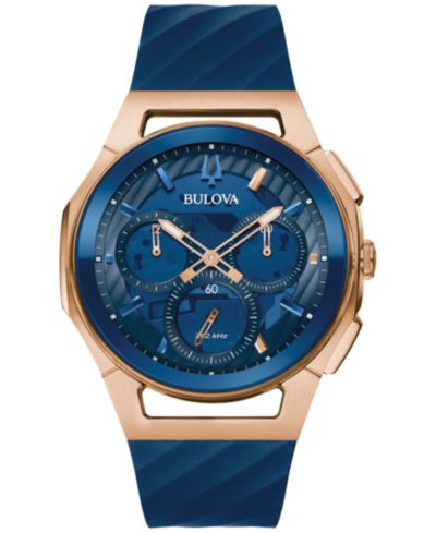 Мужские часы Bulova Marc Anthony CURV Blue EPDM Rubber Strap 44mm