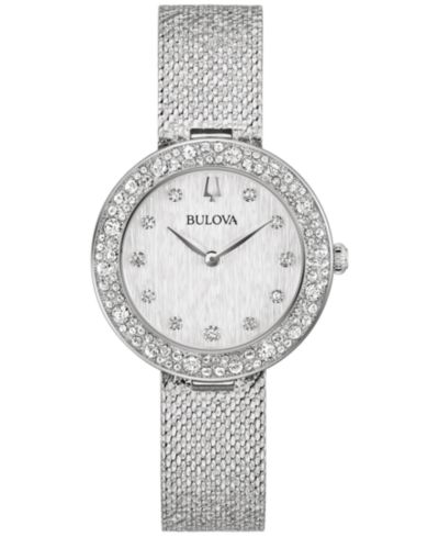 Bulova Women's Crystal Stainless Steel Mesh Bracelet Watch 32mm