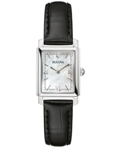 Женские часы Bulova Sutton Black Leather Strap 21mm