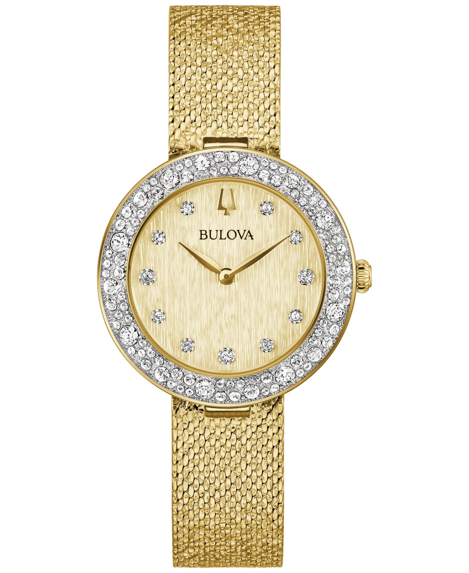 Женские часы Bulova Crystal Gold-Tone Stainless Steel Mesh, 32mm