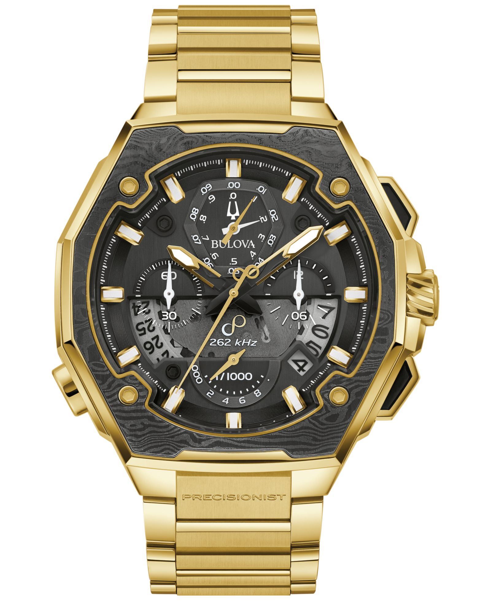 Мужские часы Bulova Chronograph Series X Precisionist, золотистая нержавеющая сталь, 45mm