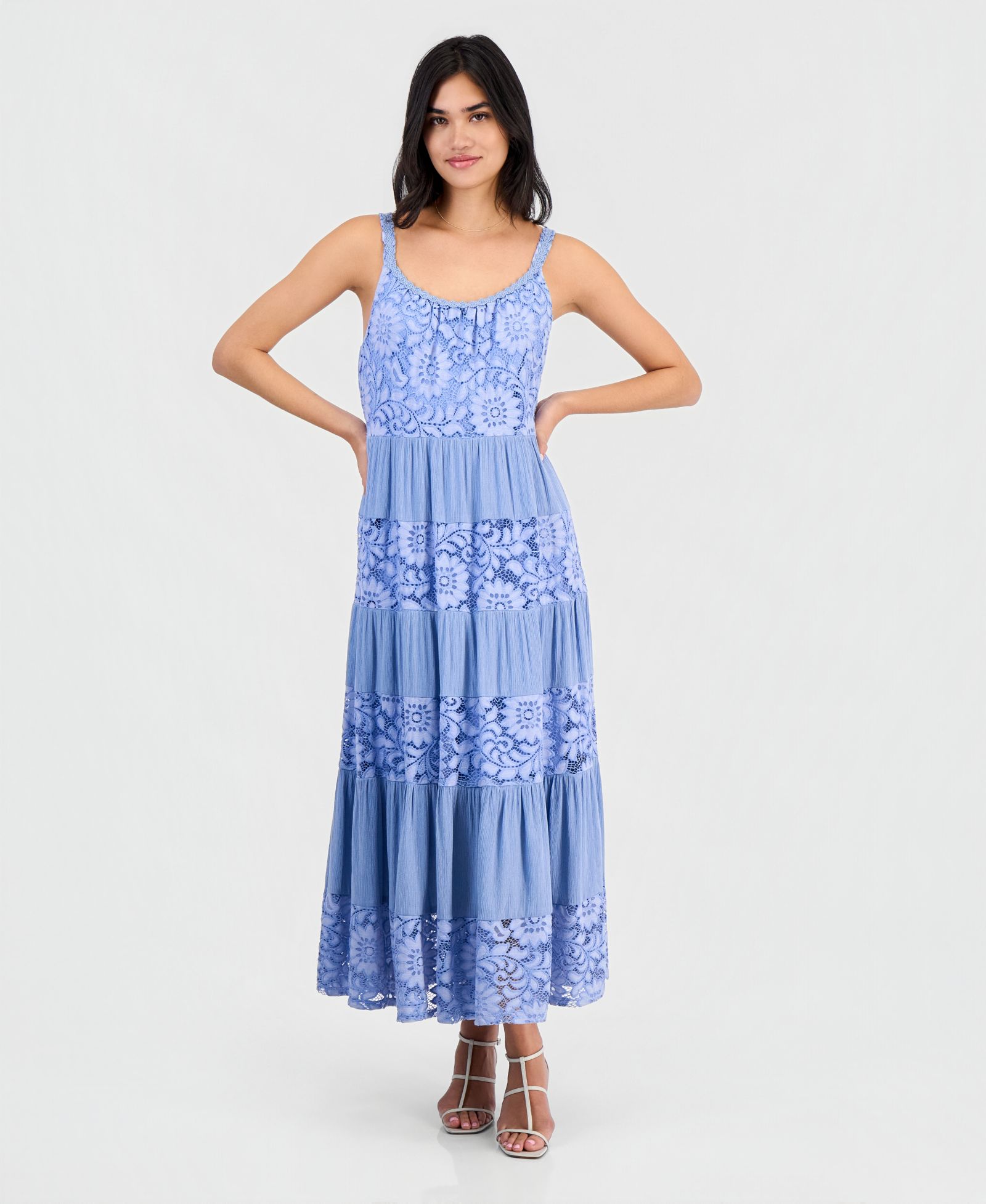 Robbie Bee Women's Lace-Trim Maxi Dress