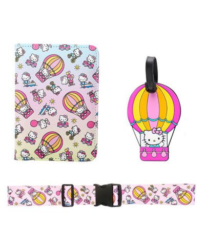 Набор Hello Kitty Sanrio: держатель для паспорта, бирка для багажа, ремешок для багажа