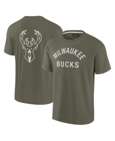 Мужская и женская футболка Fanatics Signature Milwaukee Bucks Elements Super Soft Short Sleeve Olive