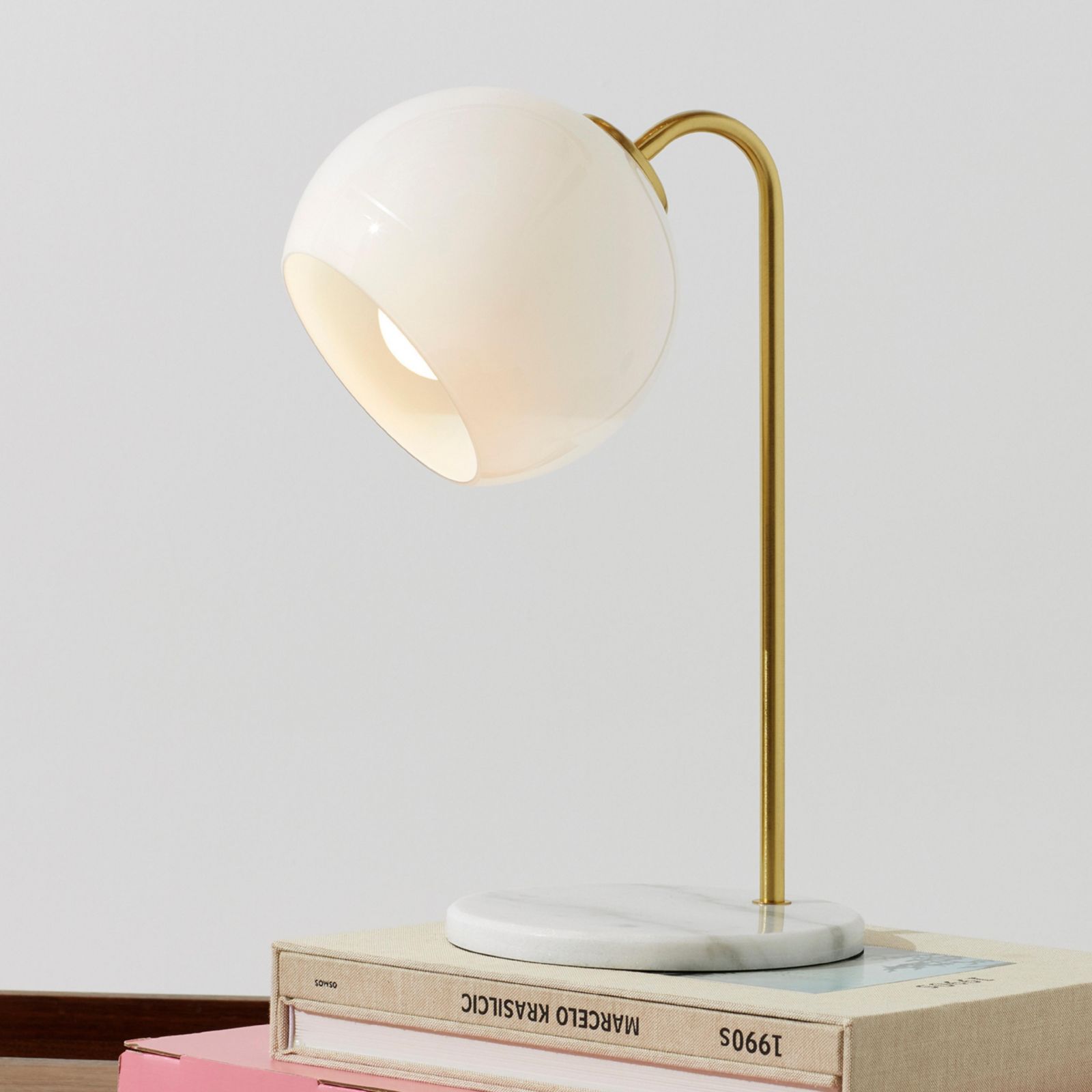 Krystal 14.5" LED Desk Lamp with Marble Base and Gold Accent
