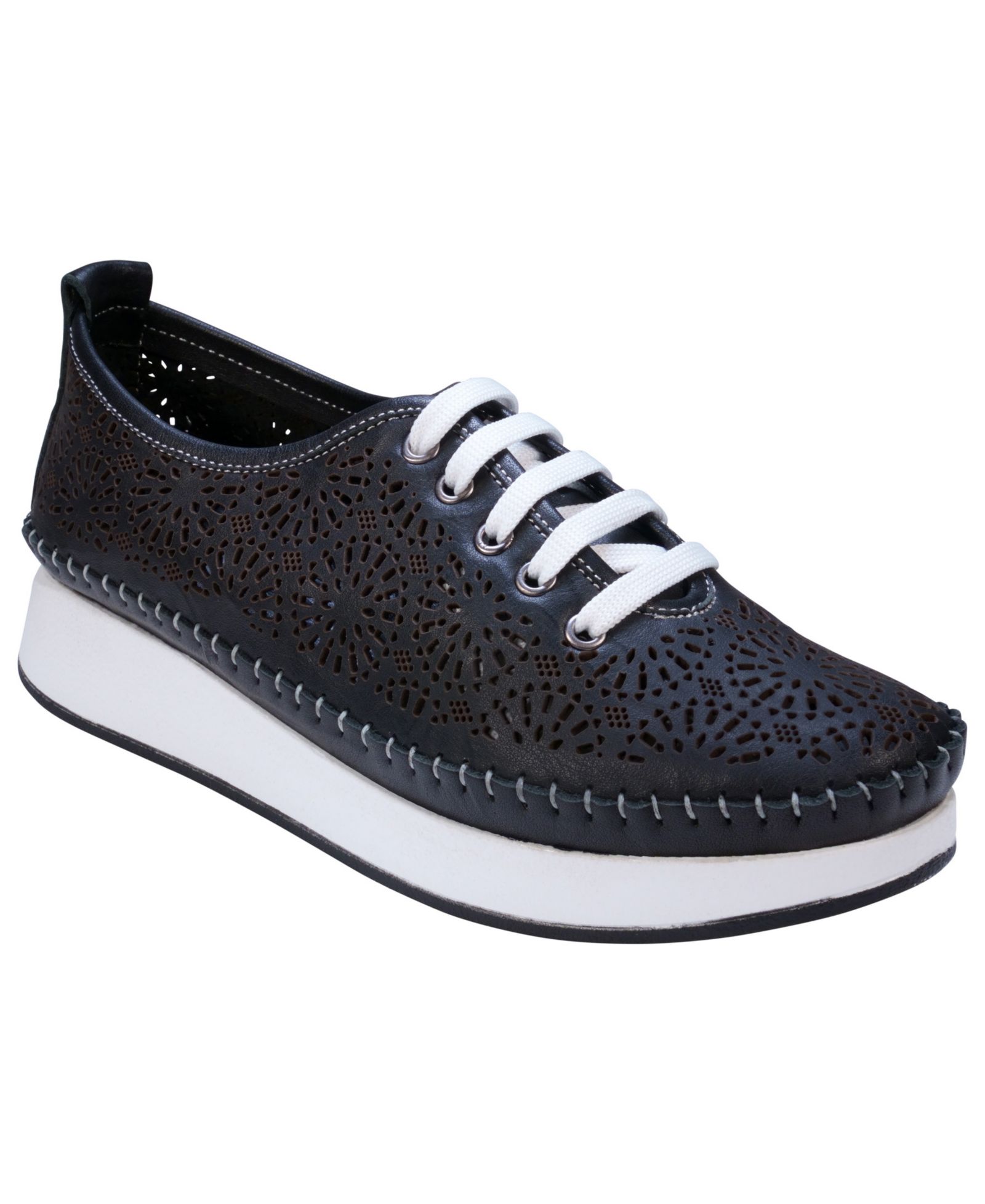 Cools 21 Women's Sarto Perforated Leather Lace Up Platform Sneakers
