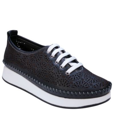 Cools 21 Women's Sarto Perforated Leather Lace Up Platform Sneakers