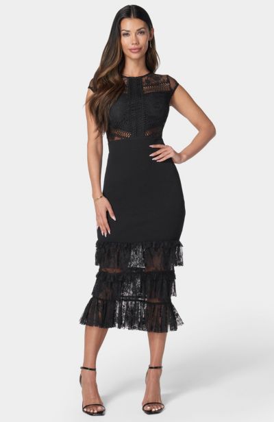 Женское миди-платье Bebe Tiered Lace