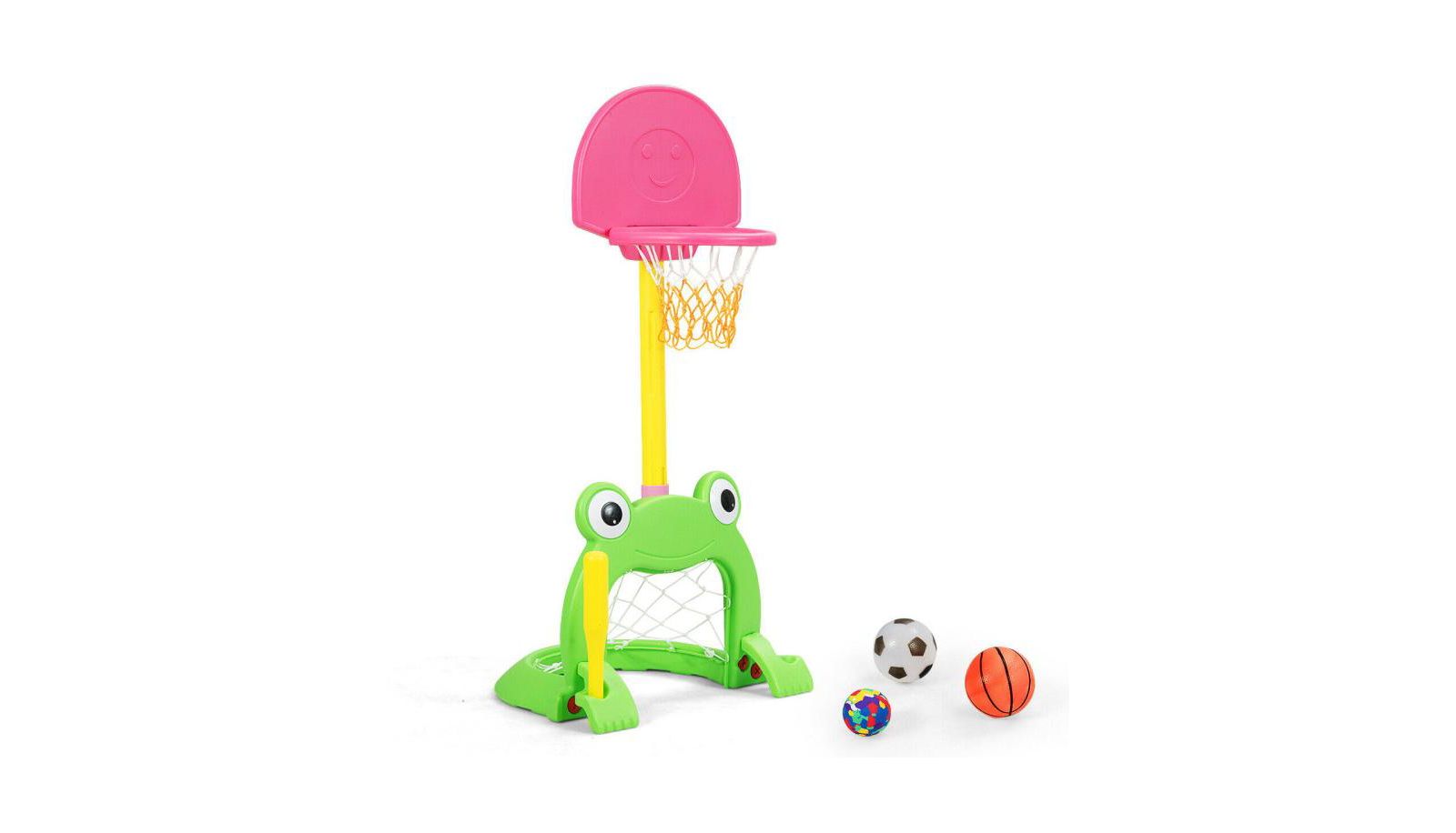 3 in 1 Adjustable Basketball Hoop Set for Kids Indoor Outdoor Play