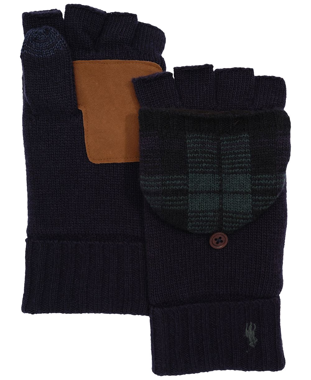 Polo Ralph Lauren Men's Tartan Mitt Wool Blend Convertible Gloves