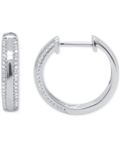 Серьги-кольца с бриллиантами (1/4 ct. t.w.) из стерлингового серебра с покрытием 14k Gold