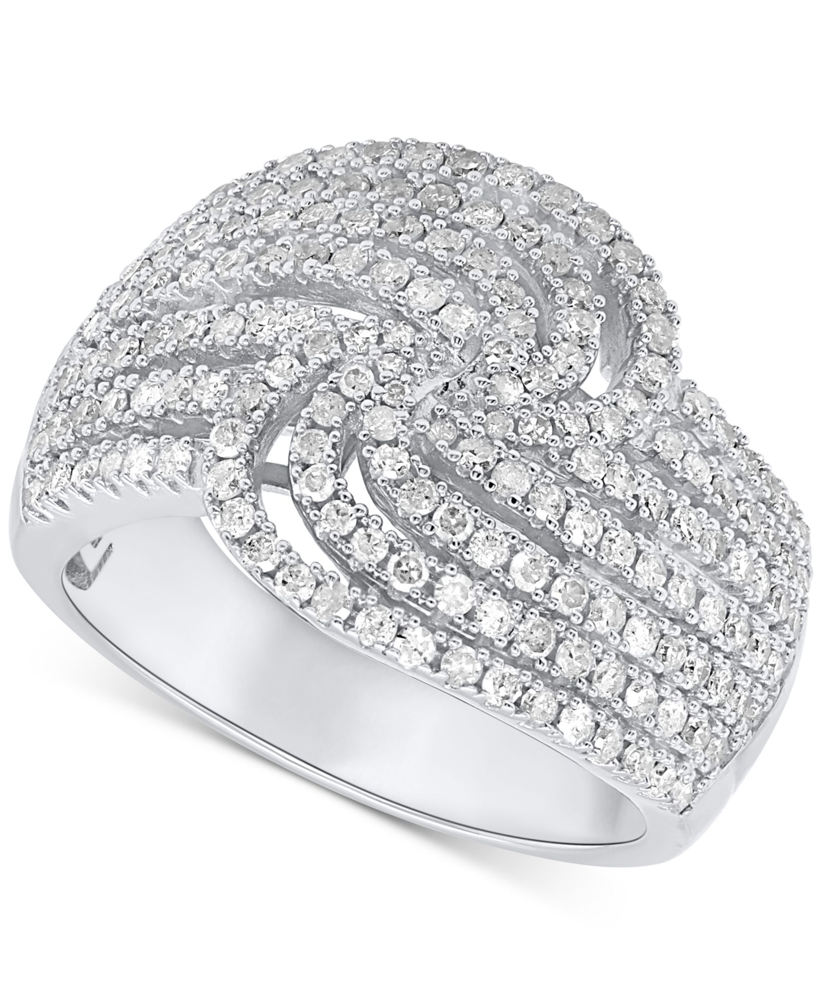 Кольцо с бриллиантами Diamond Multirow Swirl Statement (1 ct. t.w.) в Sterling Silver