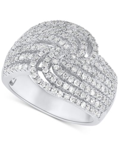 Кольцо с бриллиантами Diamond Multirow Swirl Statement (1 ct. t.w.) в Sterling Silver