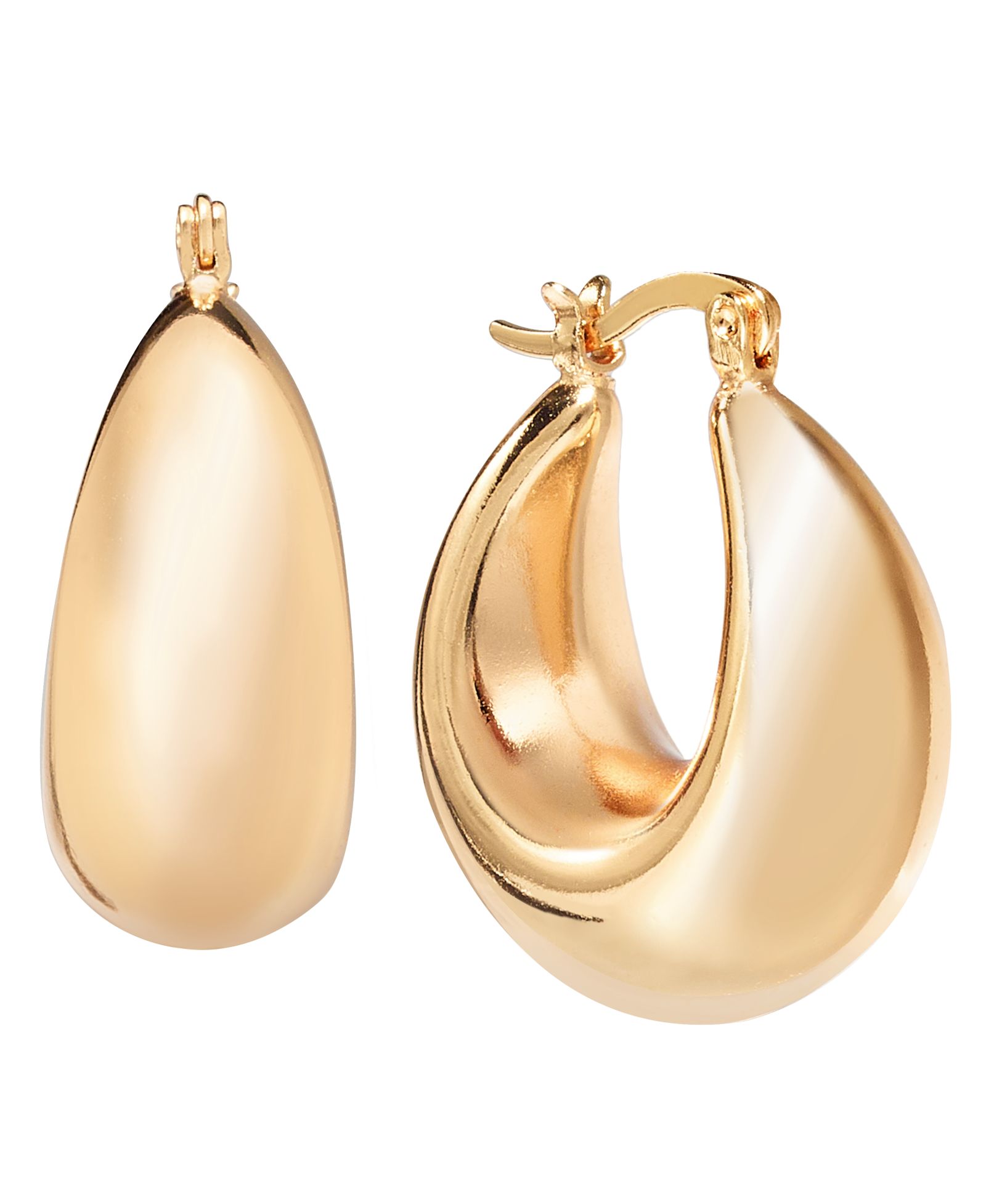 And Now This Silver Plated or 18k Gold Plated Brass Puff Hoop Earrings
