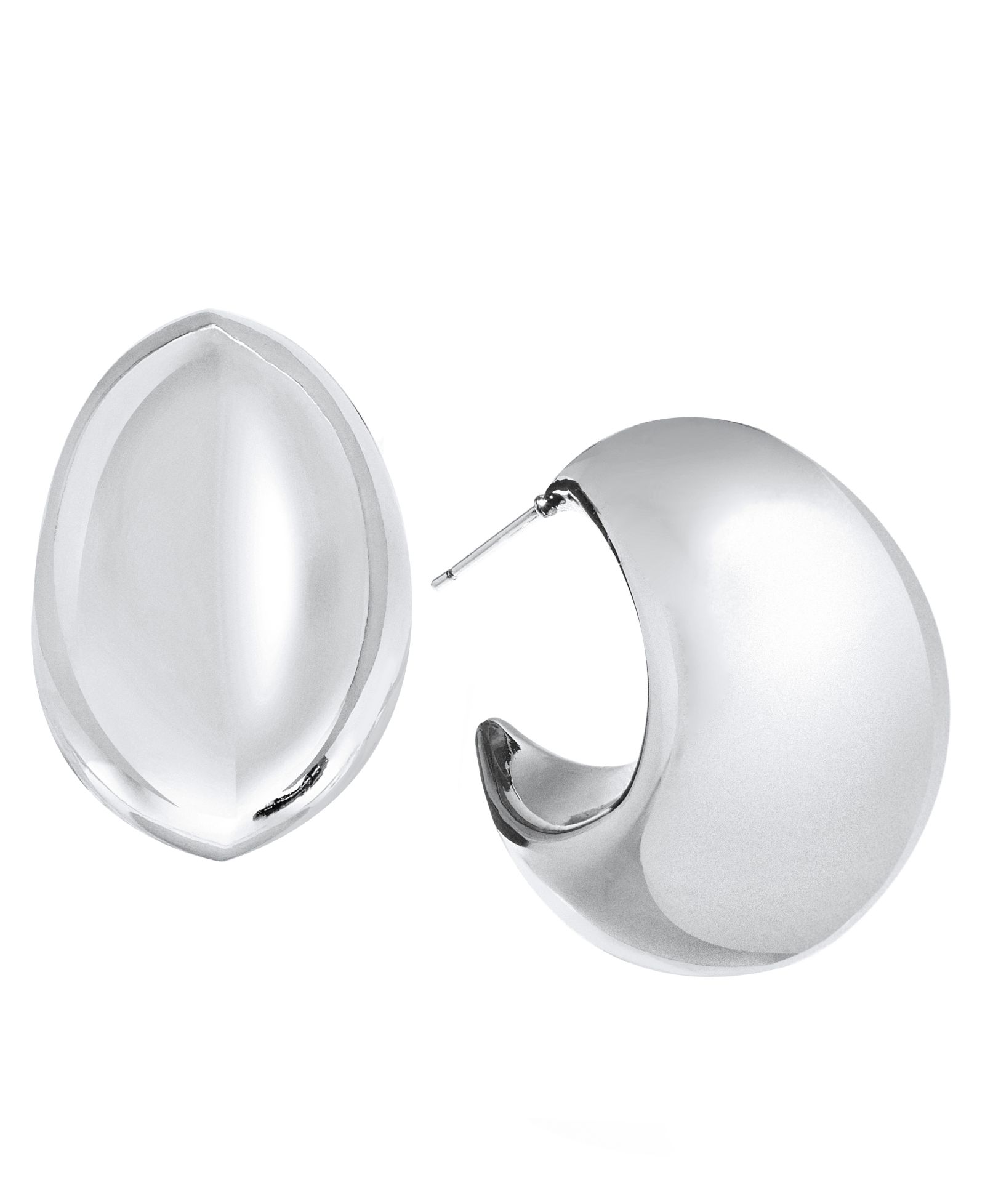 And Now This Silver Plated or 18k Gold Plated Brass Post C Hoop Puff Earring