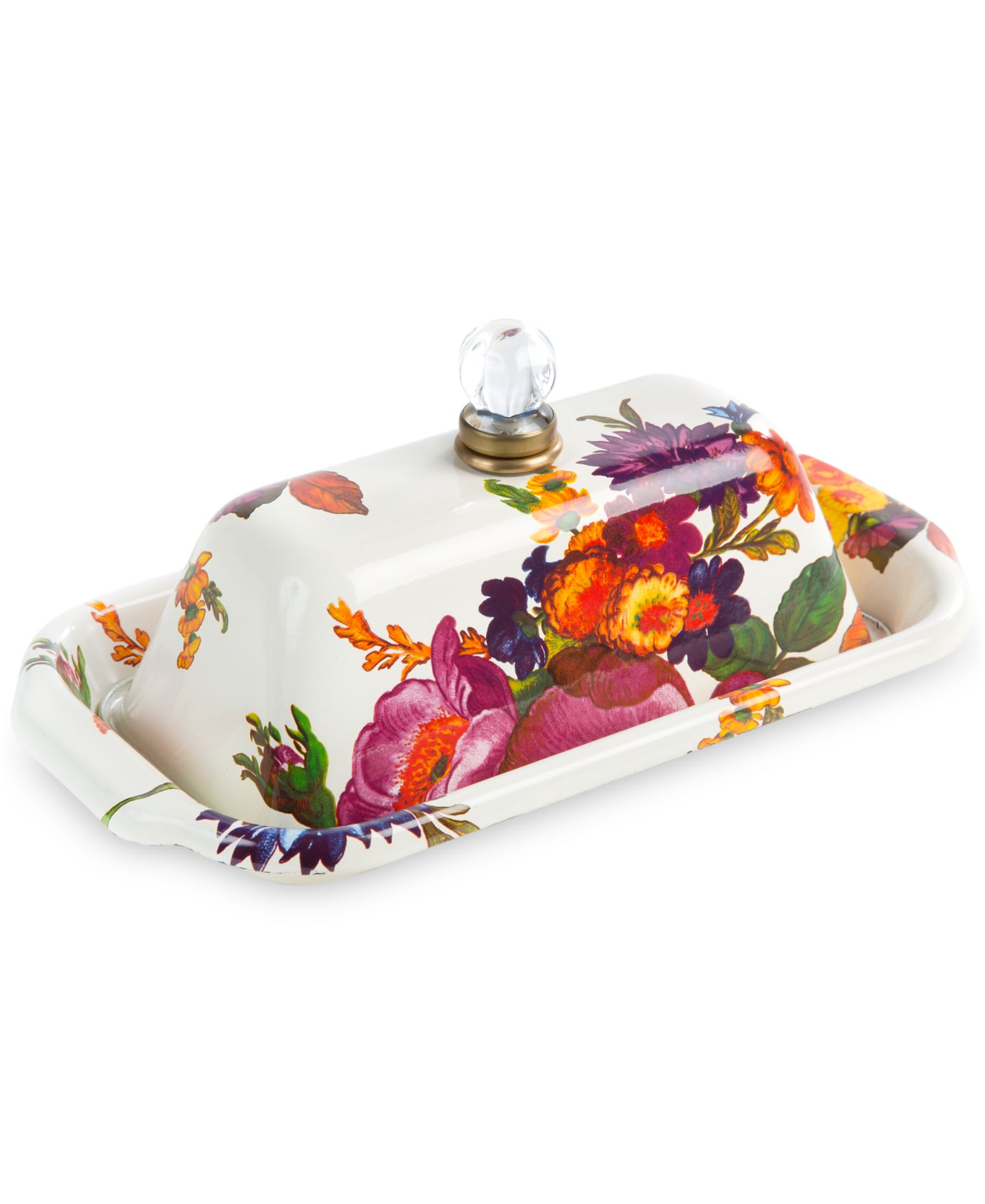 Коробочка для масла MacKenzie-Childs White Flower Market Enameled Steel